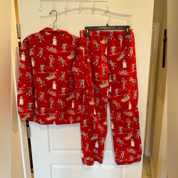 Nick & Nora Retro Sock Monkey Women’s flannel Pajamas size small - Picture 2 of 9